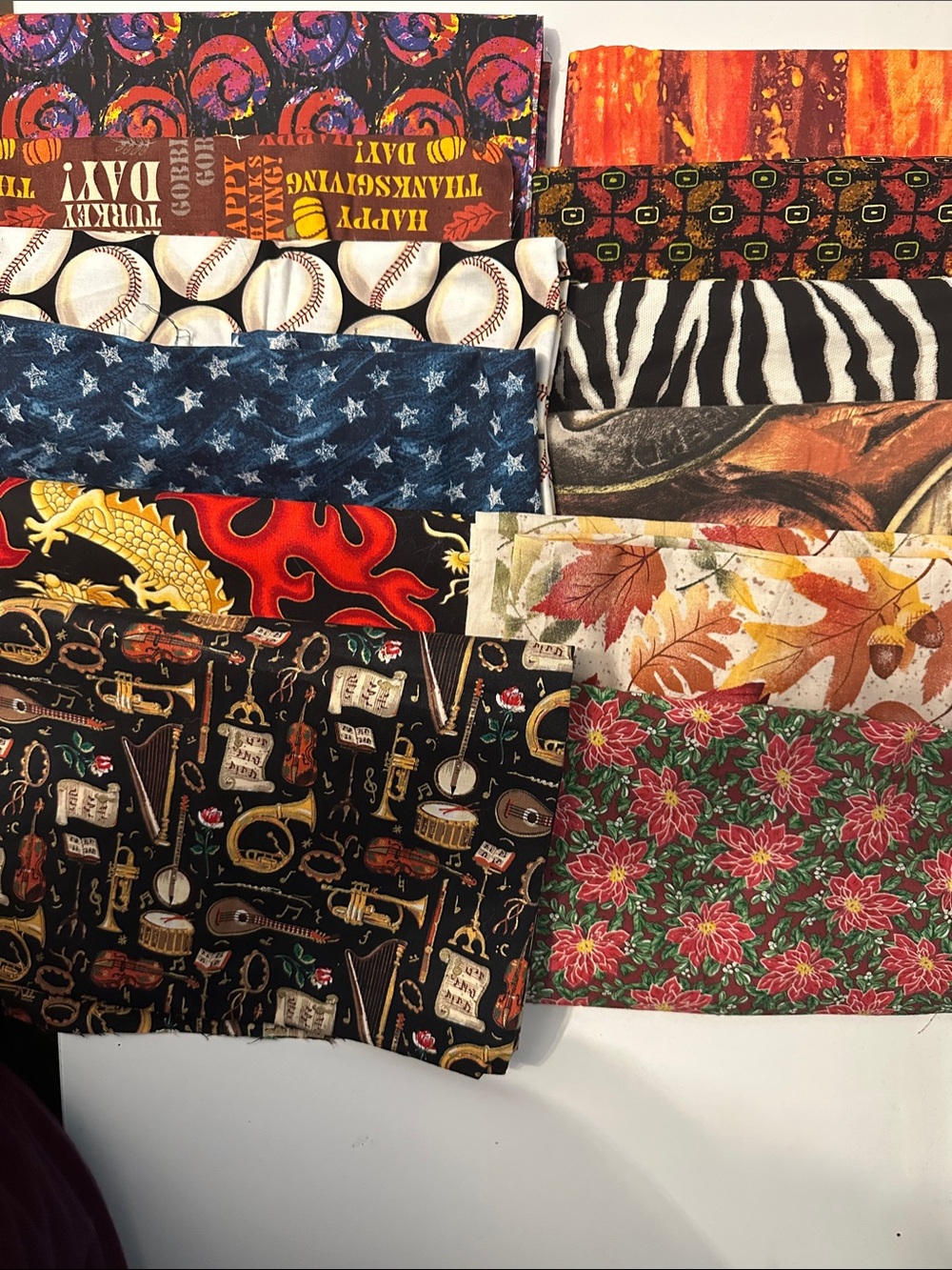 Assorted Holiday & Themed Fabric Bundle Remanants